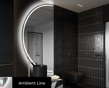 Elegantti LED Puolipyöreä Peili - Kylpyhuoneeseen D223