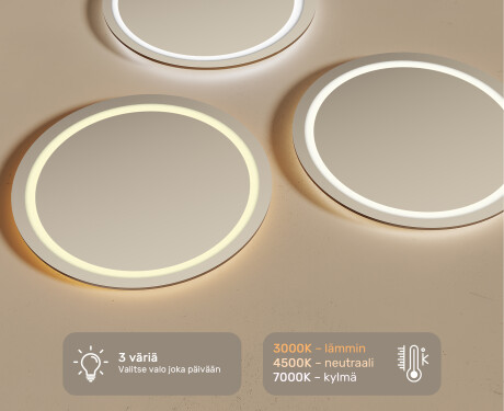 Kylpyhuoneen Peili Led-valoilla 80cm kylmän sävyinen LED-valo 7000K, lämmin valo 3000K tai neutraali valo 4500K #3
