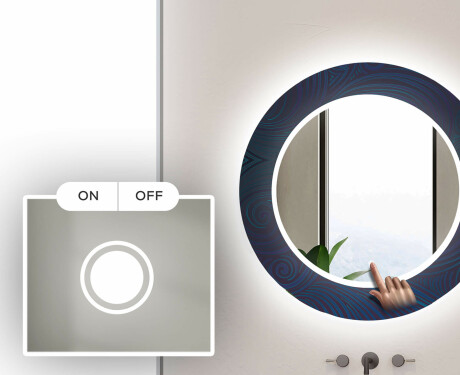 Taustavalaistu Koristeellinen Peili Kylpyhuoneeseen - Blue Drawing #4