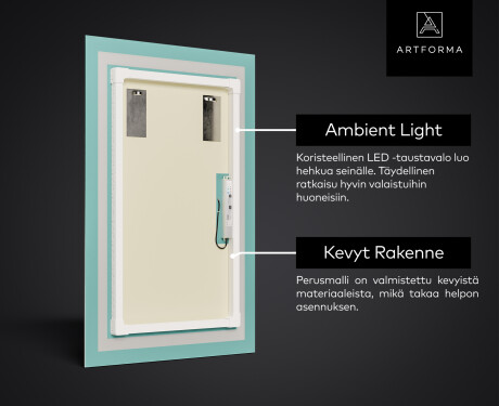 Pystysuora kylpyhuoneen Peili LED-valoilla L77 #3