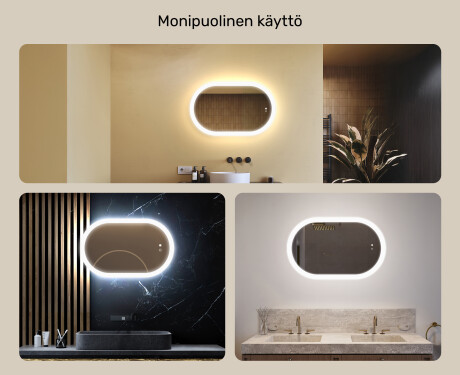Valoilla varustettu kylpyhuoneen peili, kaksivärinen, kosketuskytkin, lämmitysmatto #2