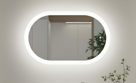 Valoilla varustettu kylpyhuoneen peili, kaksivärinen, kosketuskytkin, lämmitysmatto