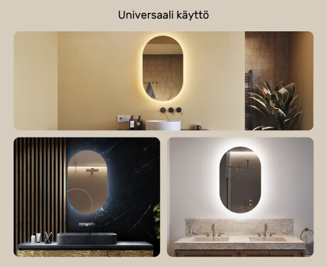 LED-valaistus Custom Mirror Kylpyhuoneen valaistus 50x80cm kylmän sävyinen LED-valo 7000K, lämmin valo 3000K tai neutraali valo 4500K #2