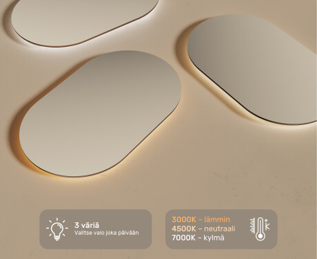 LED-valaistus Custom Mirror Kylpyhuoneen valaistus 50x80cm kylmän sävyinen LED-valo 7000K, lämmin valo 3000K tai neutraali valo 4500K #3