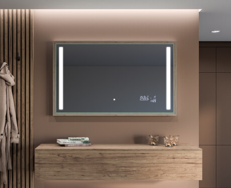 Suorakulmainen LED-kylpyhuoneen peili, jossa FrameLine-kehys L02 #11