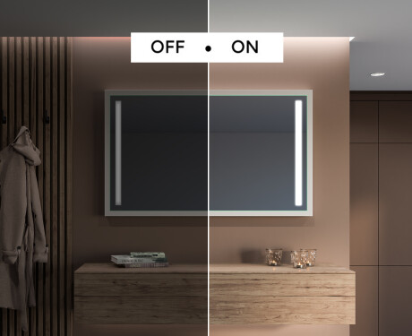 Suorakulmainen LED-kylpyhuoneen peili, jossa FrameLine-kehys L02 #5