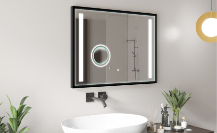 Suorakulmainen LED-kylpyhuoneen peili, jossa FrameLine-kehys L02