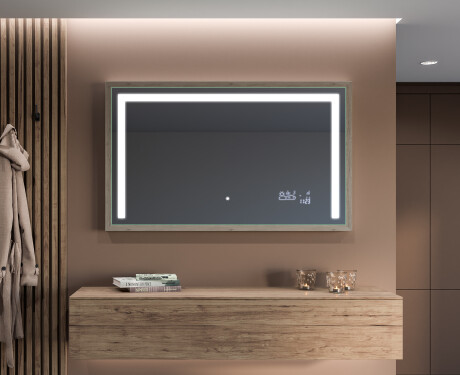 Suorakulmainen LED-kylpyhuoneen peili, jossa FrameLine-kehys L11 #11