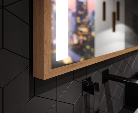 Suorakulmainen LED-kylpyhuoneen peili, jossa FrameLine-kehys L11 #3