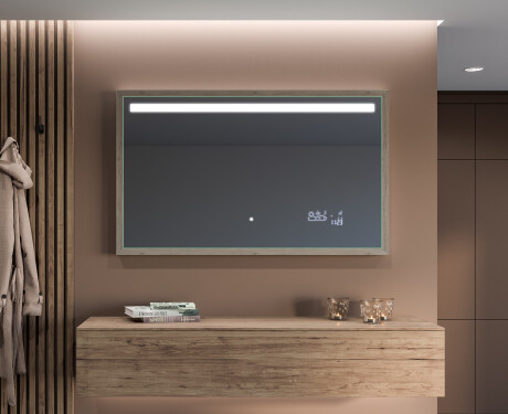 Suorakulmainen LED-kylpyhuoneen peili, jossa FrameLine-kehys L124 #12