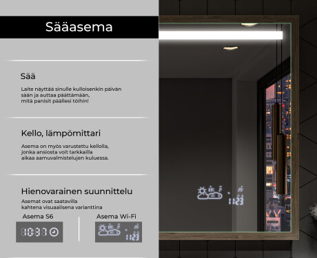 Suorakulmainen LED-kylpyhuoneen peili, jossa FrameLine-kehys L124 #8