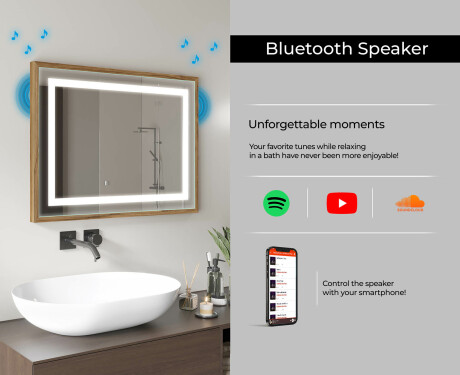 Suorakulmainen LED-kylpyhuoneen peili, jossa FrameLine-kehys L15 #11