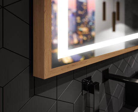 Suorakulmainen LED-kylpyhuoneen peili, jossa FrameLine-kehys L15 #3