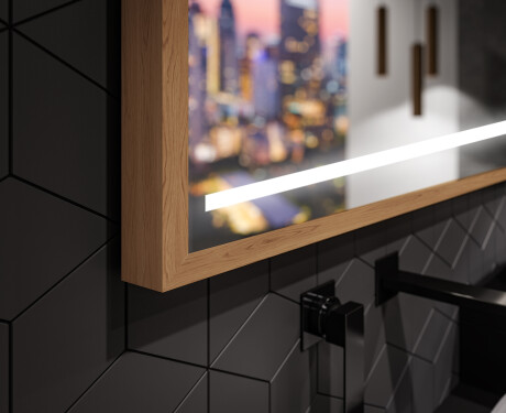 Suorakulmainen LED-kylpyhuoneen peili, jossa FrameLine-kehys L23 #3