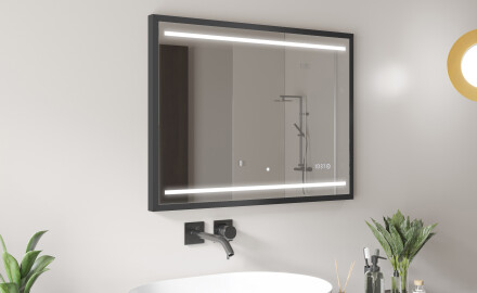Suorakulmainen LED-kylpyhuoneen peili, jossa FrameLine-kehys L23