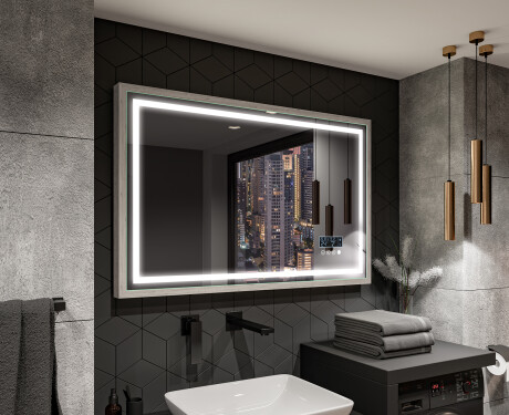 Suorakulmainen LED-kylpyhuoneen peili, jossa FrameLine-kehys L49 #11