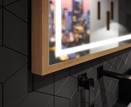 Suorakulmainen LED-kylpyhuoneen peili, jossa FrameLine-kehys L49 #3