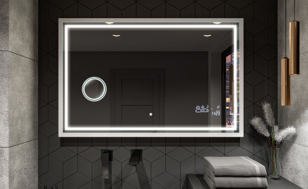 Suorakulmainen LED-kylpyhuoneen peili, jossa FrameLine-kehys L49