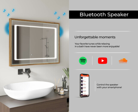 Suorakulmainen LED-kylpyhuoneen peili, jossa FrameLine-kehys L61 #11