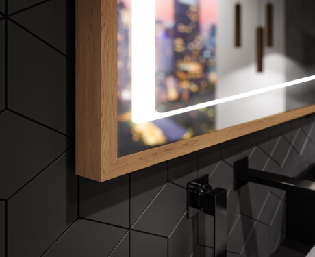 Suorakulmainen LED-kylpyhuoneen peili, jossa FrameLine-kehys L61 #3