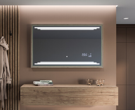 Suorakulmainen LED-kylpyhuoneen peili, jossa FrameLine-kehys L75 #11