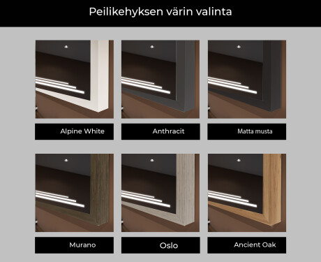 Suorakulmainen LED-kylpyhuoneen peili, jossa FrameLine-kehys L75 #2