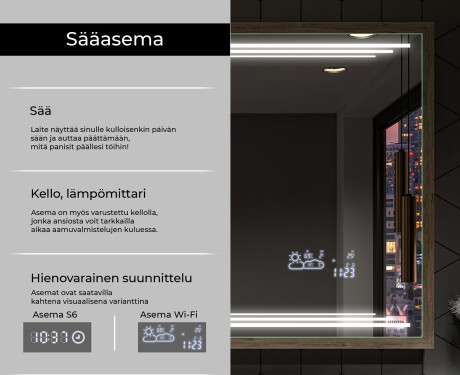 Suorakulmainen LED-kylpyhuoneen peili, jossa FrameLine-kehys L75 #8