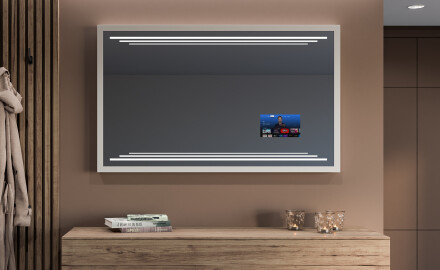 Suorakulmainen LED-kylpyhuoneen peili, jossa FrameLine-kehys L75