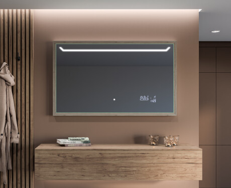Suorakulmainen LED-kylpyhuoneen peili, jossa FrameLine-kehys L128 #11