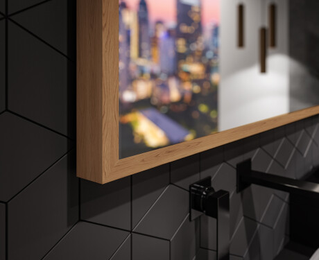 Suorakulmainen LED-kylpyhuoneen peili, jossa FrameLine-kehys L128 #3