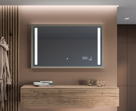 Suorakulmainen LED-kylpyhuoneen peili, jossa FrameLine-kehys L131 #11