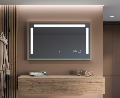 Suorakulmainen LED-kylpyhuoneen peili, jossa FrameLine-kehys L134 #11