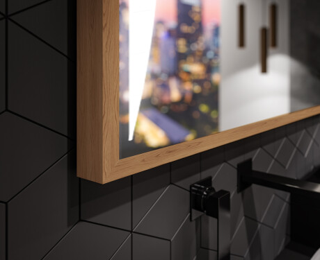 Suorakulmainen LED-kylpyhuoneen peili, jossa FrameLine-kehys L135 #3