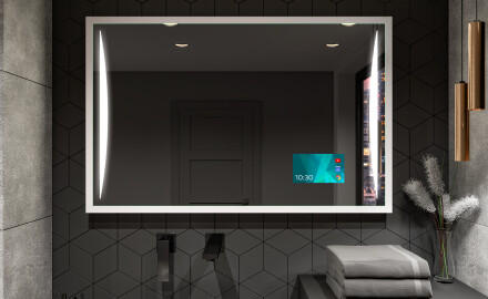 Suorakulmainen LED-kylpyhuoneen peili, jossa FrameLine-kehys L135