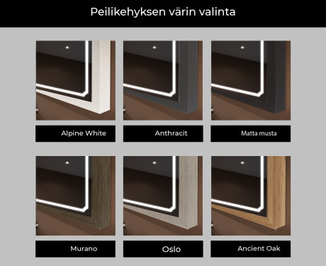 Suorakulmainen LED-kylpyhuoneen peili, jossa FrameLine-kehys L137 #2