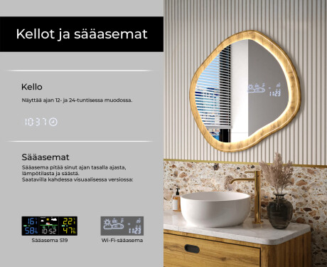 Koristepeili tammikehyksessä LED-valaistuksella #6
