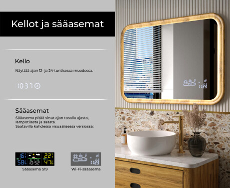 Pyöristetty peili tammikehyksessä LED-valaistuksella #6