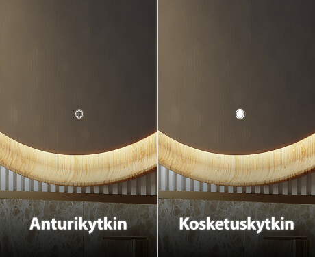 Pyöristetty peili tammikehyksessä LED-valaistuksella #8