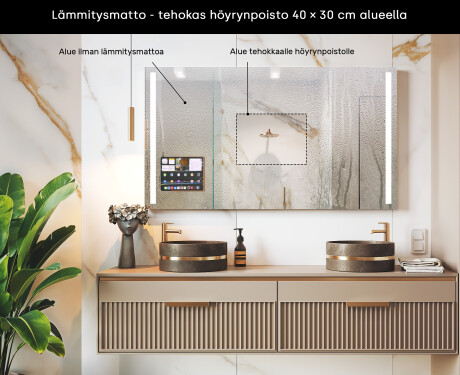 Älykäs suorakaiteen muotoinen LED-kylpyhuonepeili iPad Displine L02 Apple -kehyksellä #7