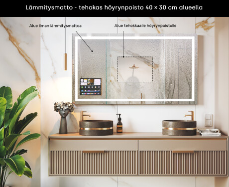 Älykäs suorakaiteen muotoinen LED-kylpyhuonepeili iPad Displine L15 Apple -kehyksellä #7