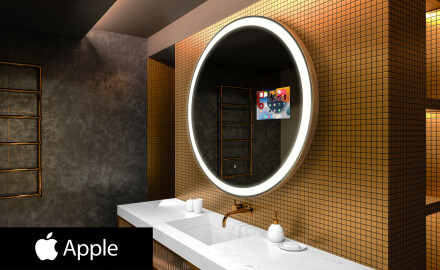 Pyöreä peili kylpyhuoneen LED SMART L76 Apple