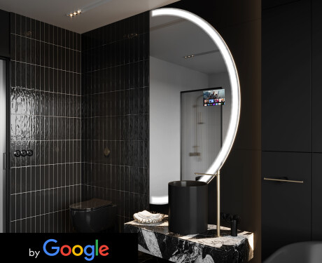 Puolipyöreä peili kylpyhuoneen LED SMART A222 Google