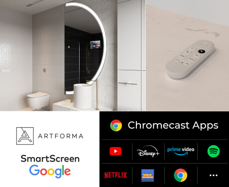 Puolipyöreä peili kylpyhuoneen LED SMART A222 Google #2