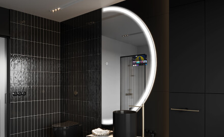 Puolipyöreä peili kylpyhuoneen LED SMART A222 Google
