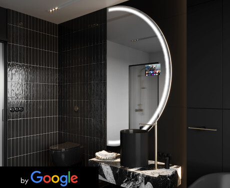 Puolipyöreä peili kylpyhuoneen LED SMART A223 Google