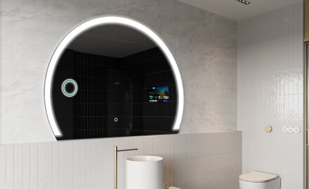 Puolipyöreä peili kylpyhuoneen LED SMART W222 Google