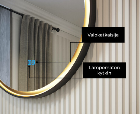 Pyöreä peili metallikehyksessä LED-valaistuksella #4