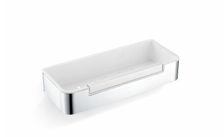 Kori 29x12x5,5, kiristysnauhalla / kiillotettu teräs / valkoinen muovisisus