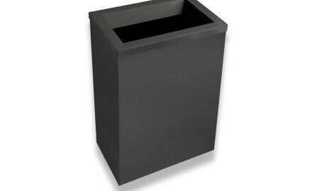 50 litran roskakori, kansi, jossa on heittoaukko / ruostumaton teräs, mattamusta
