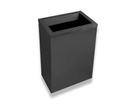 50 litran roskakori, kansi, jossa on heittoaukko / ruostumaton teräs, mattamusta